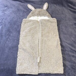 Pottery Barn Kids Bunny Hooded Bath Towel Baby Toddler Pink White Cotton OS